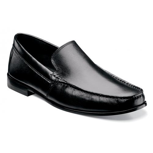 Stacy Adams "Ambrose" Black Genuine Leather Moc Toe Loafer Shoes 24961
